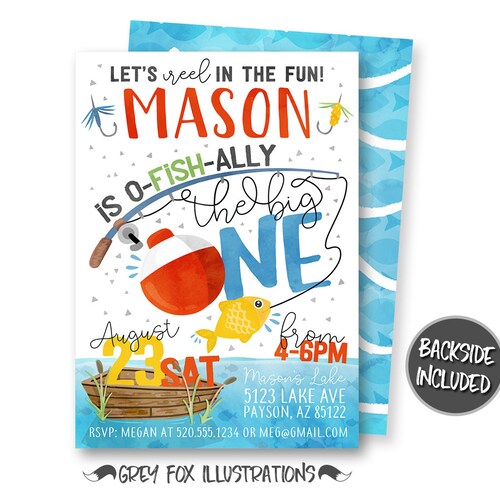 Fishing Birthday Invitation Fish First Birthday Editable - Etsy