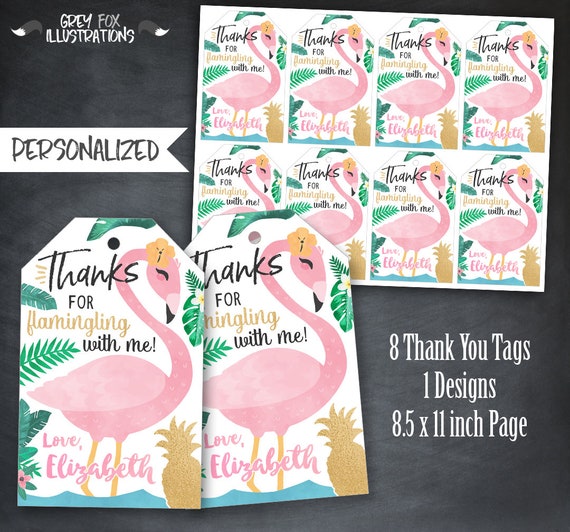 Flamingo Thank You Tags, Flamingling Tags, Flamingo Party, Flamingo Birthday, Flamingo Printables, Flamingo Digital, Personalized, Digital Il_570xn