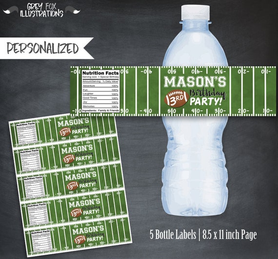 Football Bottle Labels, Football Labels, Football Wraps, Football Printables, Football Bottle Labels, Football Favors, Personalized, Party Il_570xn
