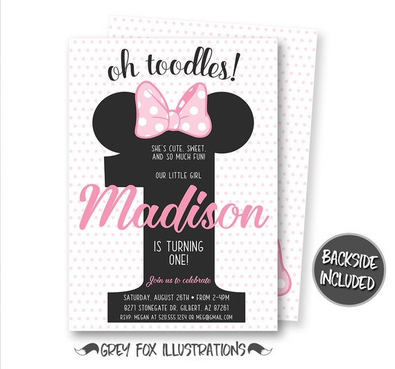 Minnie Mouse Invitation, Minnie Mouse First Birthday Invitation, Minnie First Party, Personalized, Digital, Polka Dots, 1st Birthday, One Il_570xn