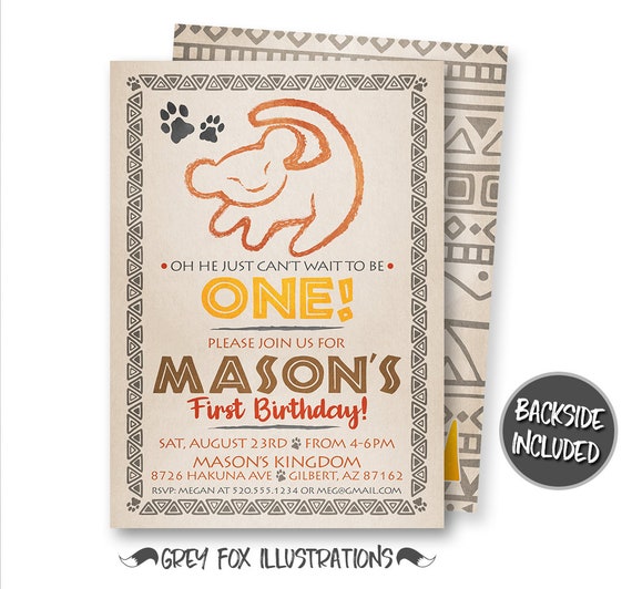 Simba Invitation, Lion King Invitation, Simba Birthday Invitation, First Birthday Invitation, Zoo Party, Digital, Printable Invitation Il_570xn