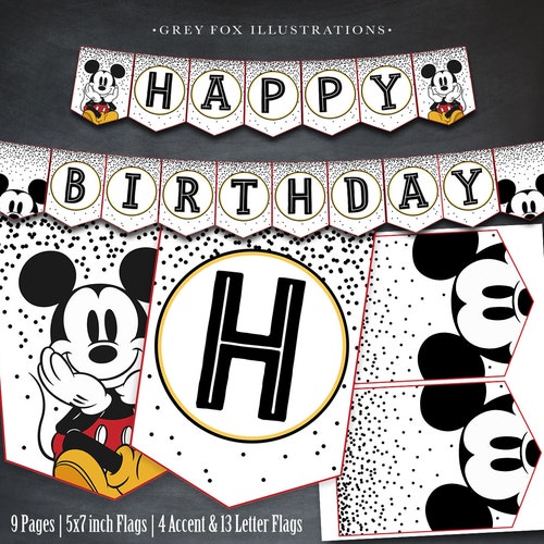 Mickey Mouse Birthday Banner - Etsy