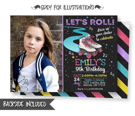 Roller Skating Picture Invitation, Roller Skating Invitation, Roller Derby, Party, Skating Invitation, Printable, Personalized, Digital, DIY Il_570xn