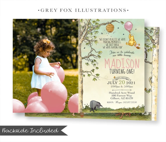 Winnie The Pooh Picture Invitation, Winnie The Pooh Invitations, Winnie The Pooh Birthday Invitations, Personalized, Printables, Digital Il_570xn