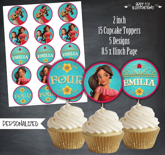 Elena of Avalor Cupcake Toppers, Elena of Avalor Favors, Tags, Party, Elena Thank You Tags, Personalized, Printables, Digital, DIY Il_570xn