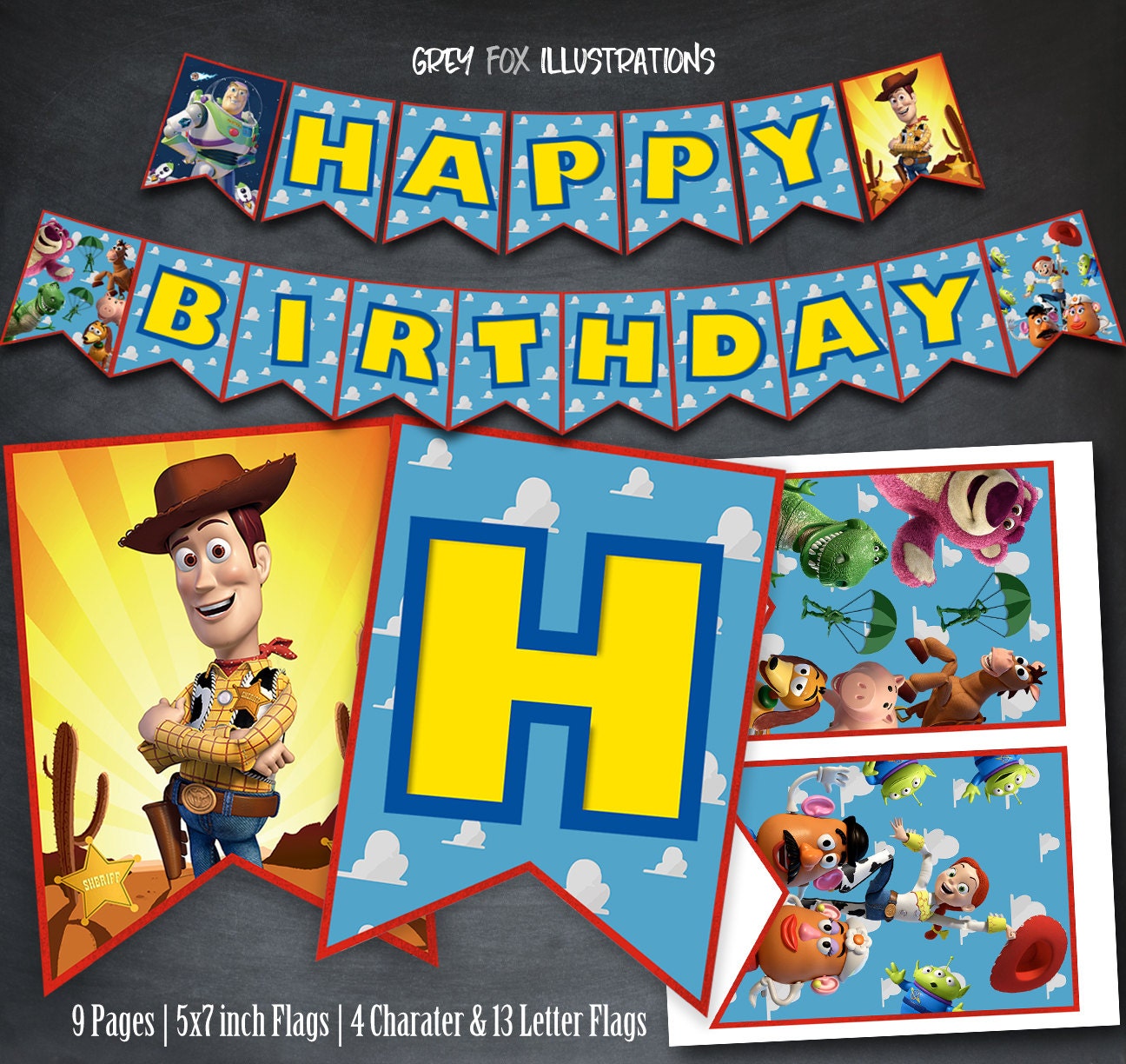 fragmento Están familiarizados Todo el mundo Toy Story Birthday Banner Toy Story Happy Birthday Banner - Etsy