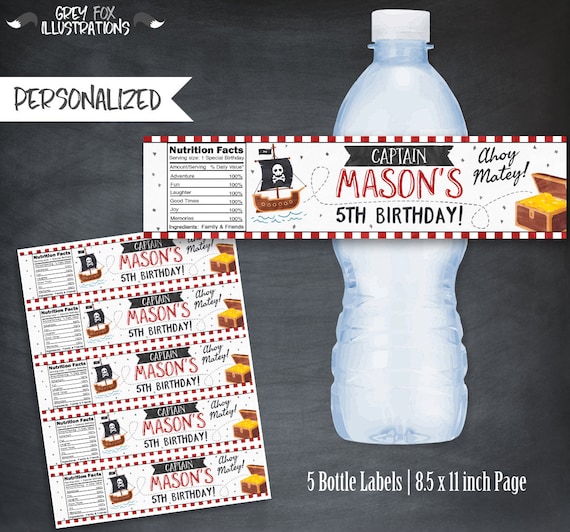 Pirate Bottle Labels, Pirate Labels, Pirate Favors, Pirate Printables, Personalized, Pirate Party, Juice Labels, Pirate Birthday, Digital Il_570xn