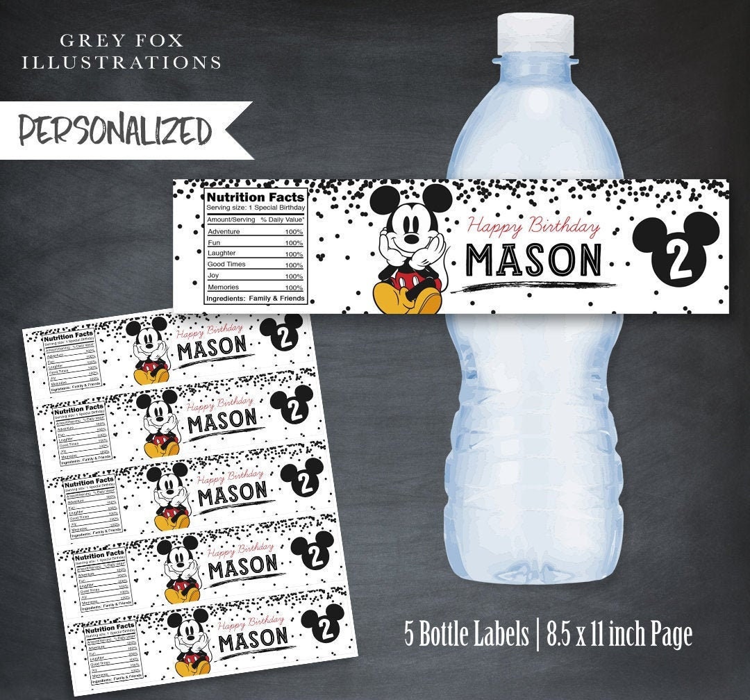 Mickey Mouse Bottle Labels Mickey Mouse Labels Mickey Mouse | Etsy