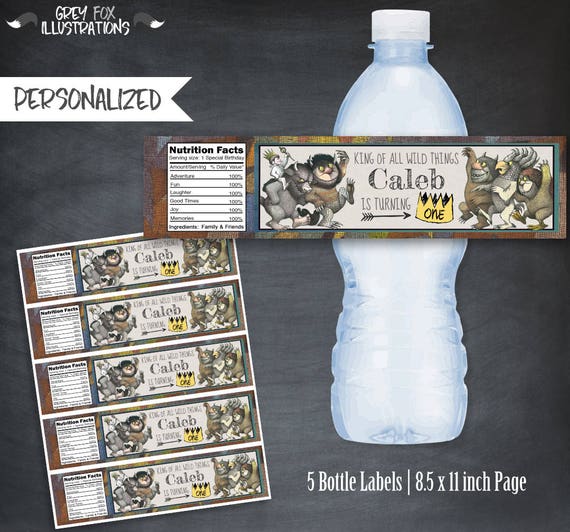 Where The Wild Things Are Bottle Labels, Where The Wild Things Labels, Wild Thing Favors, Max Printables, Personalized, Party Il_570xn
