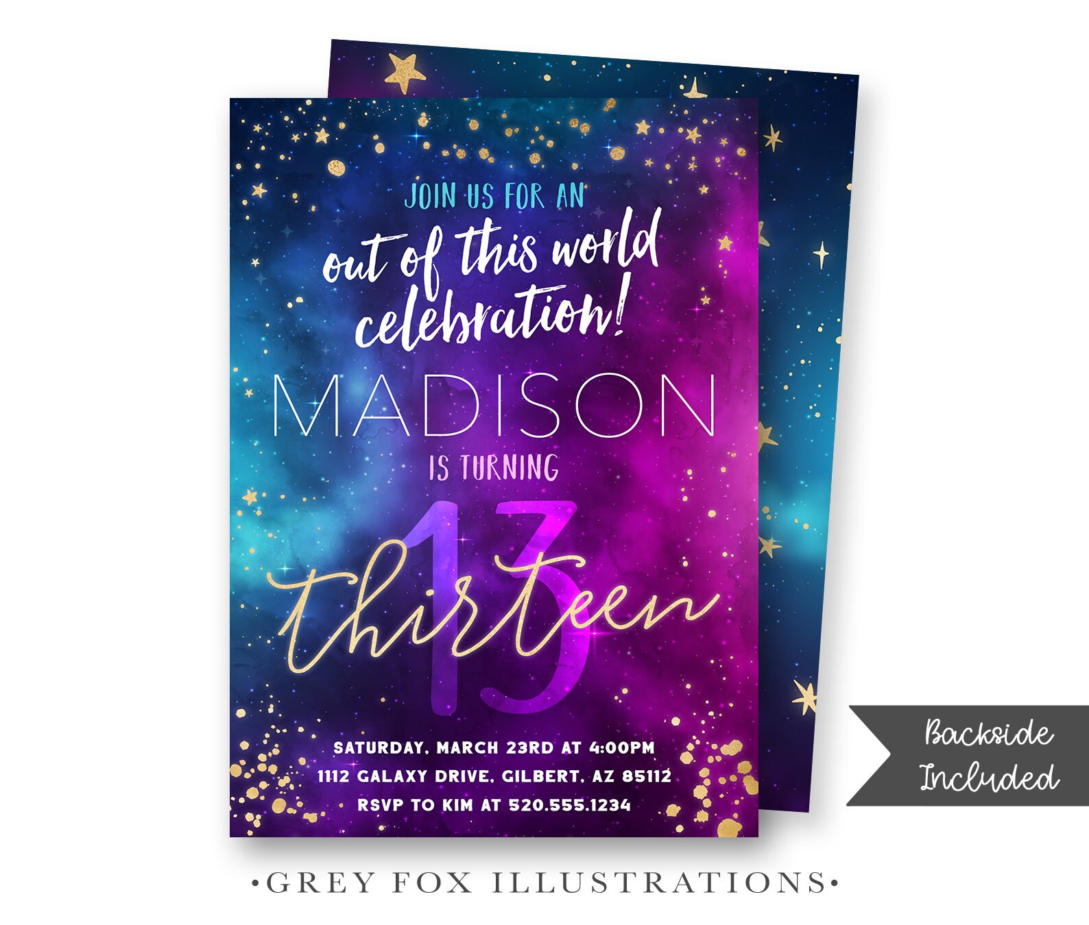 Galaxy Birthday Invitation Space Birthday Invitation Galaxy | Etsy