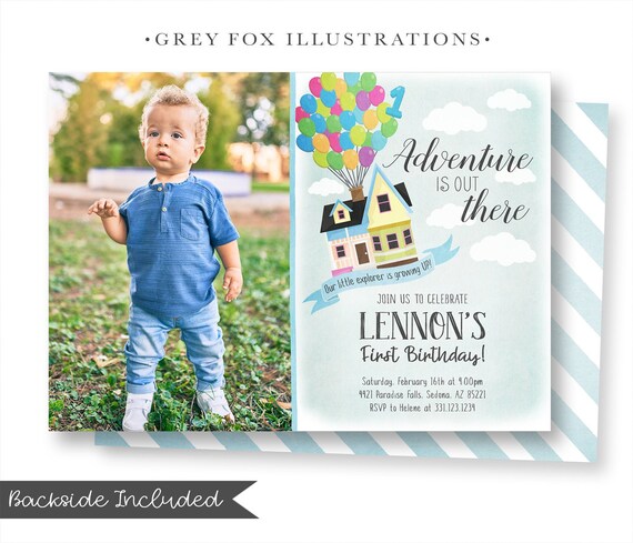 Up Picture Invitation, Up Movie Party, Up Party Invites, Up Carl, Up Invitation, Up Birthday Invitation, Printables, Digital, Personalized Il_570xn