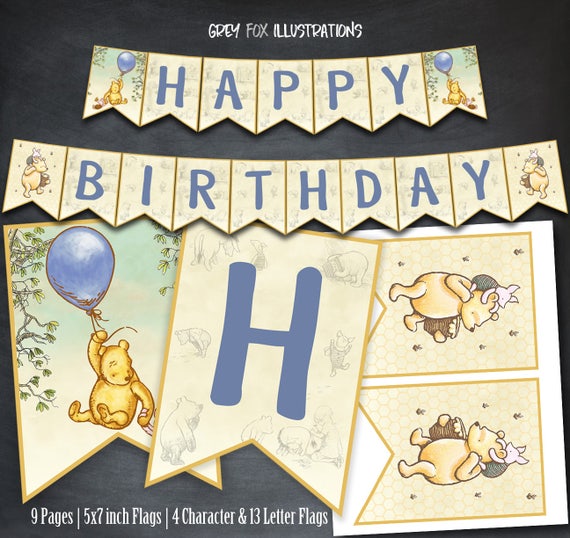 Winnie The Pooh Banner, Winnie The Pooh Birthday Banner, Pooh Party