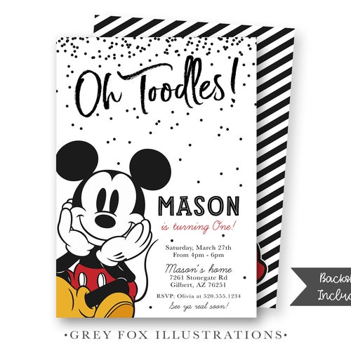 Mickey Mouse Invitation, Mickey Modern Invitation, Mickey Birthday Invites, Classic Mickey Mouse, Classic Mickey, DIY, Personalized, Digital