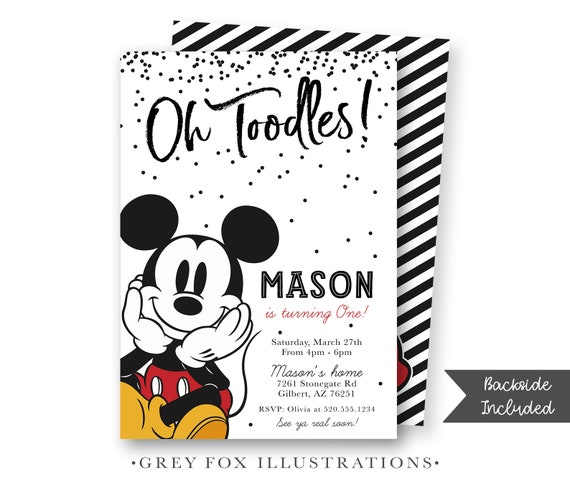 Mickey Mouse Invitation, Mickey Modern Invitation, Mickey Birthday Invites, Classic Mickey Mouse, Classic Mickey, DIY, Personalized, Digital Il_570xn