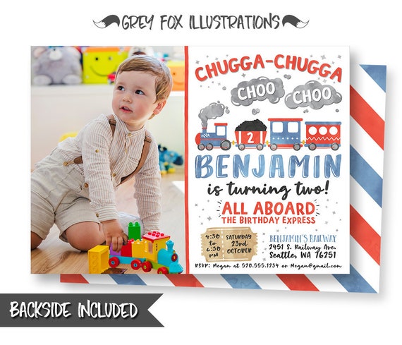 Train Ticket Picture Invitation, Train Birthday Invitation, Train Invitation, Train Invites, Party, Steam Engine, Personalized, Printables Il_570xn