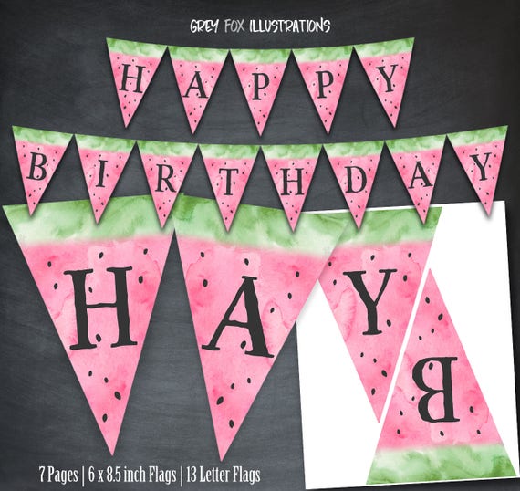 Watermelon Banner Watermelon Birthday Banner Watermelon Party