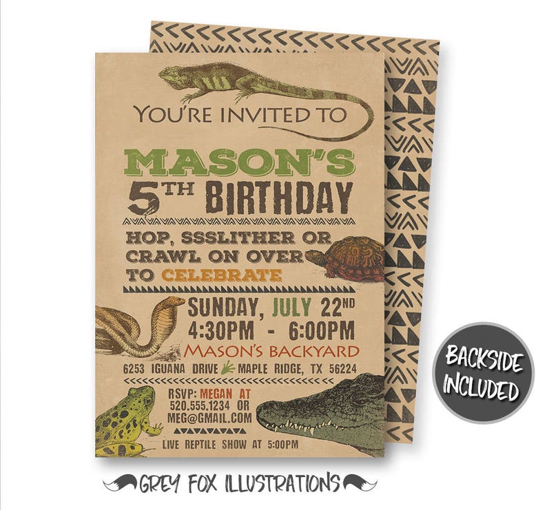 Reptile Birthday Invitation Reptile Invitation Reptile Etsy