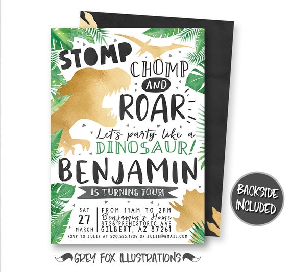 Dinosaur Birthday Invitation, Dinosaur Invitation, T-Rex Invitations, Dinosaur Birthday, Dinosaur Party, Printables, Personalized Il_570xn