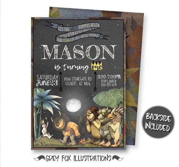 Where The Wild Things Are Birthday Invitation, Where The Wild Things Are Invitations, Wild Thing Personalized Invitation, Max Printables Il_570xn