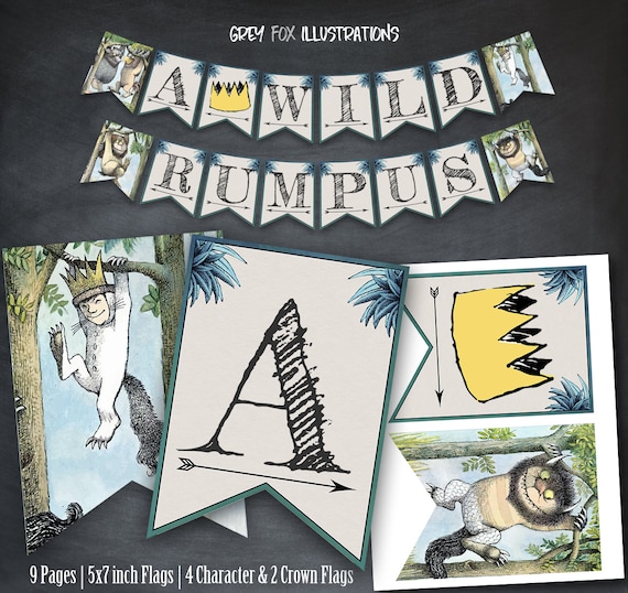 Where The Wild Things Are Banner, Wild Rumpus Birthday Banner, Max Party Printables, Where The Wild Things Are Party, Favors, Banner Flags Il_570xn