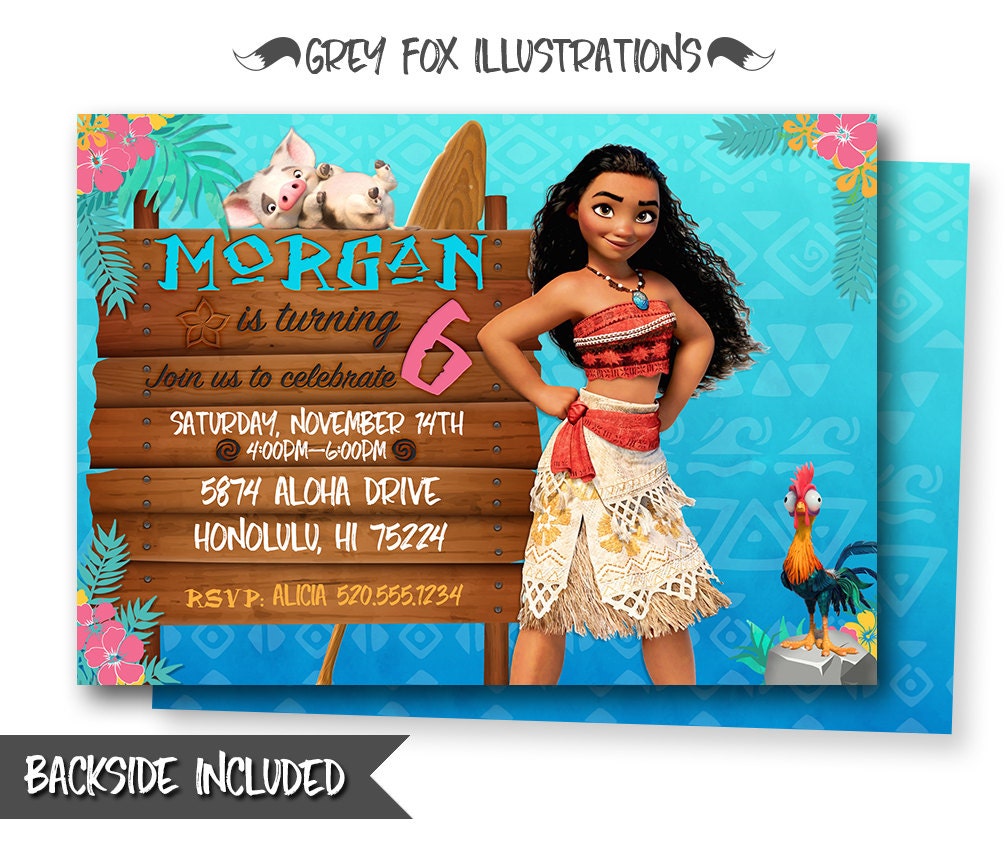 Moana Birthday Invitation Moana Invitation Moana Etsy
