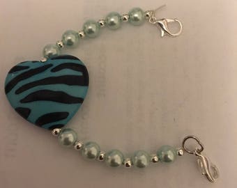 Zebra Heart Medical ID Attachment- Light blue