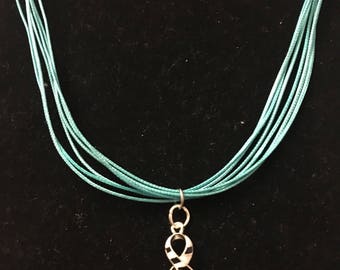 EDS necklace, Teal multi-strand cord