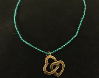 Green and Gold Heart Necklace