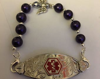 Purple Angel Medical Alert Attachment Bracelet