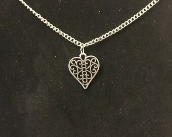 Heart with Scrollwork Necklace