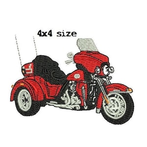 Harley Trike motorcycle 4x4 size Digitized filled Machine Embroidery Design Digital Download