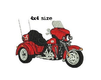 Harley Trike motorcycle 4x4 size Digitized filled Machine Embroidery Design Digital Download