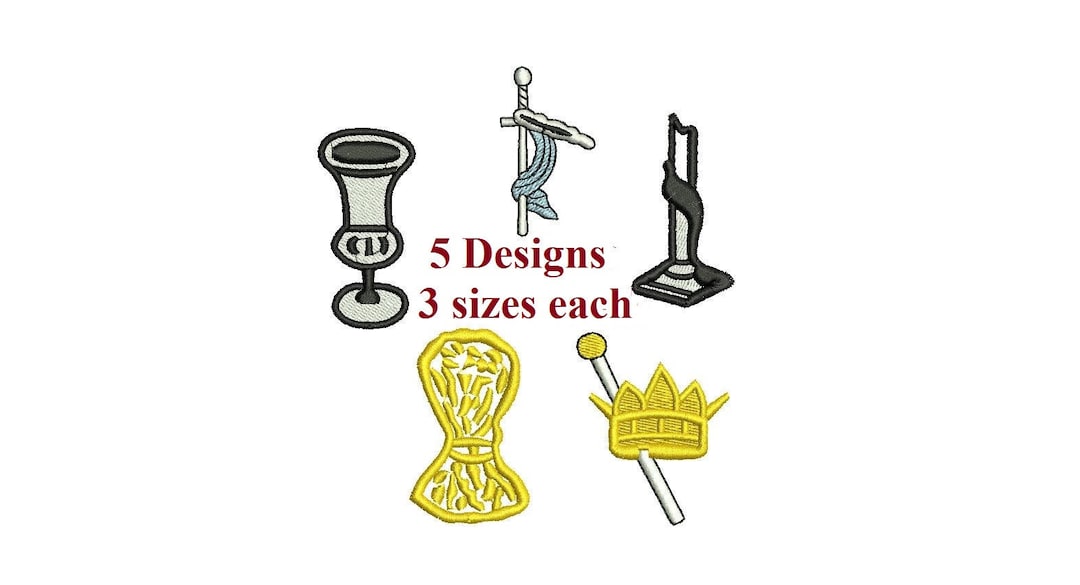 5 OES Symbols Sheaf Sword With Veil Crown & Scepter Chalice Cup Broken