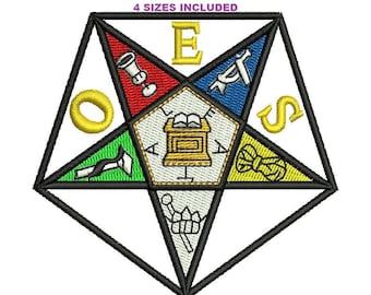 OES Grand Chapter Digitized filled Machine Embroidery Design Digital Download