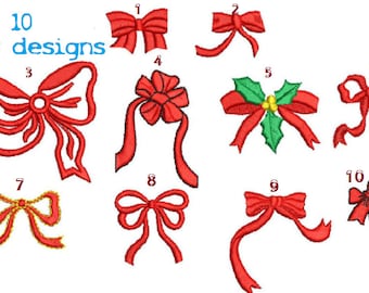 10 Bow filled Machine Embroidery Designs Digital Download