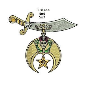 Shriner emblem 4x4 3sizes Digitized filled Machine Embroidery Design Digital Download