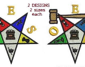 OES Eastern Star 2 Digitized filled Machine Embroidery Design Digital Download