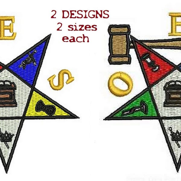 OES Eastern Star 2 Digitized filled Machine Embroidery Design Digital Download