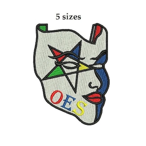 Eastern Star OES Mask 5Sizes Digitalizzato macchina ricamo macchina disegno digitale Scaricare
