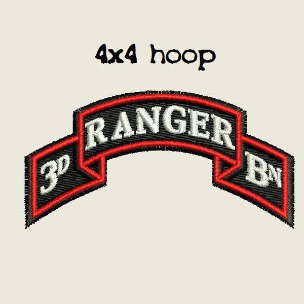 3rd Ranger BN Digitized filled Machine Embroidery Design Digital Download