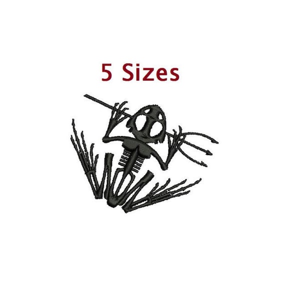 Bone Frog Digitized filled Machine Embroidery Design 5 sizes Digital Download