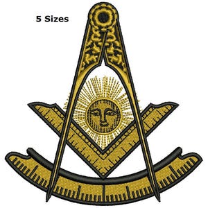 Masonic PM 5sizes Digitized filled Machine Embroidery Design Digital Download