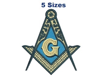 Masonic Compass 5sizes Digitized filled Machine Embroidery Design Digital Download