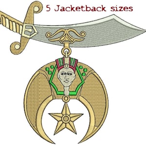 Shriner emblem Jacketback sizes Digitized filled Machine Embroidery Design Digital Download