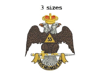 Scottish Rite 33 Wings down 3Sizes Digitized filled Machine Embroidery Design Digital Download