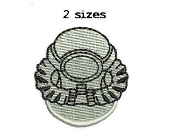 Scuba Diver Helmet 2sizes Digitized filled Machine Embroidery Design Digital Download