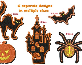 Halloween Design Pack 5 filled Machine Embroidery Designs Digital Download