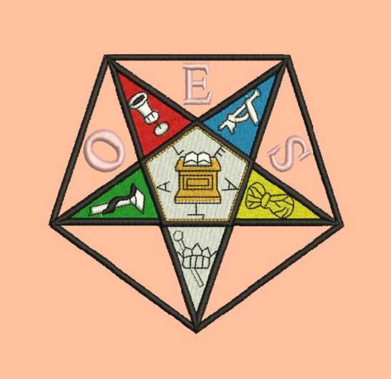 OES Grand Chapter Digitized Filled Machine Embroidery Design Digital ...