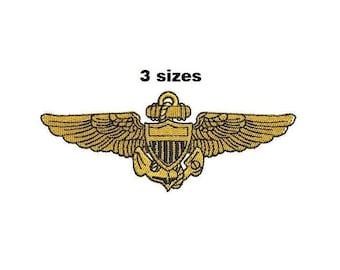 Aviator Wings Digitized filled Machine Embroidery Design Digital Download