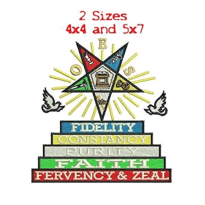 OES Eastern Star 2Sizes Digitized filled Machine Embroidery Design Digital Download